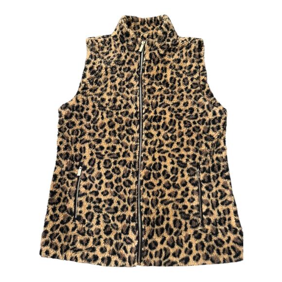 Calvin Klein Cheetah Print Fleece Vest Women Size M - Picture 1 of 5
